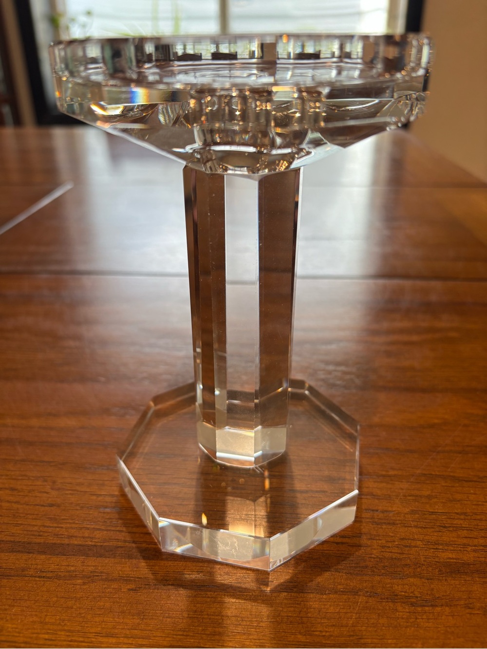 Oleg Cassini Crystal Pillar Candlestick Candle Holder Clear 6 Inches Tall in Box
